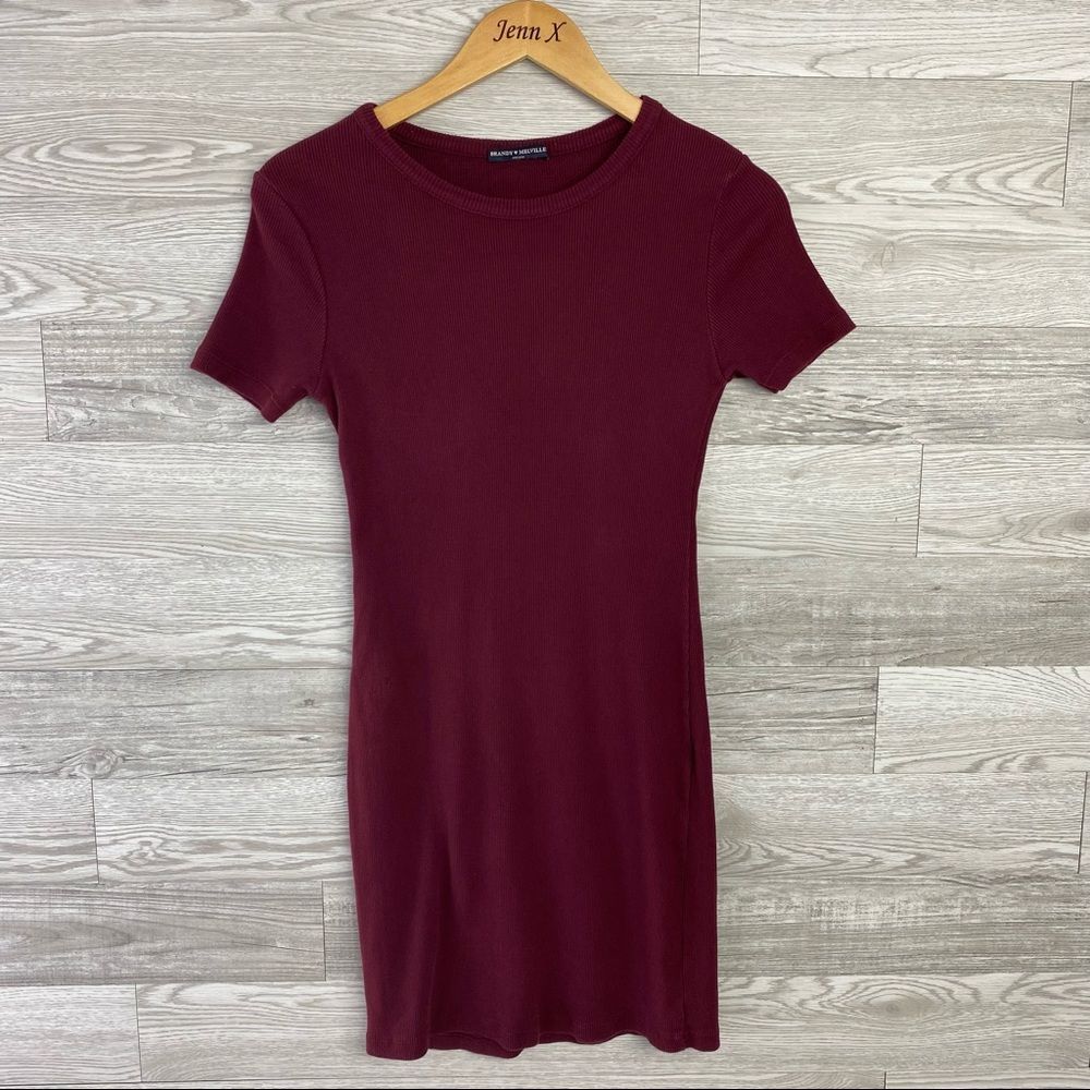 Brandy Melville Maroon Short Sleeve T-Shirt Dress